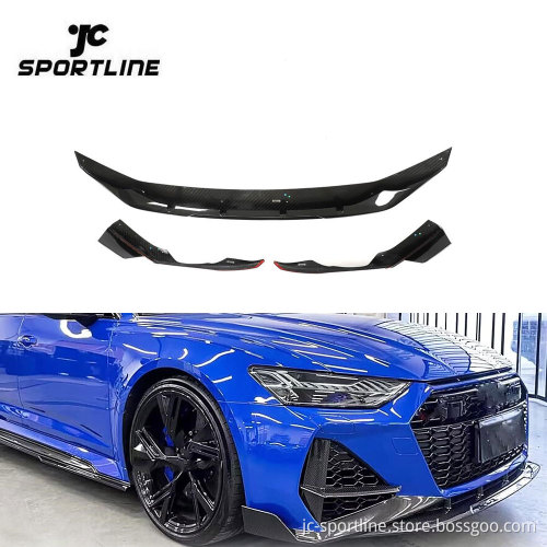 Dry Carbon Fiber RS6 Front Splitters Lip for Audi RS6 A6 C8 Avant Wagon 2019-2021